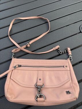 The Sak Blush Pink Leather Crossbody Bag with Chain Detail